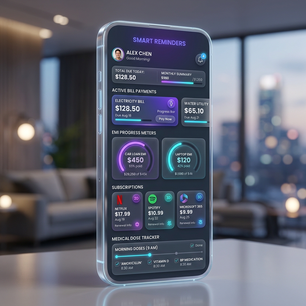 Smart Reminder Hub Dashboard Mockup